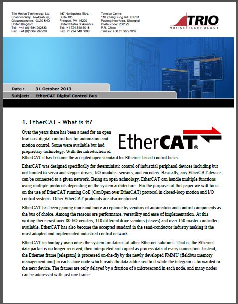 EtherCAT Digital Control Bus